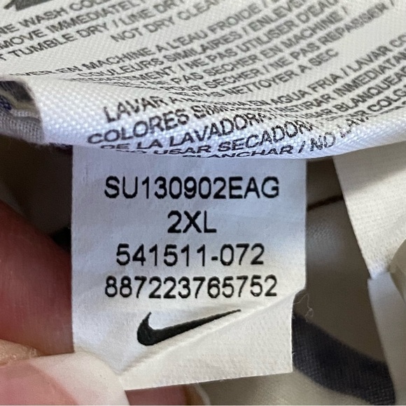 NIKE / Men’s Cream & Blue Striped Short Sleeve Button Down Shirt Size XXL - Picture 5 of 9